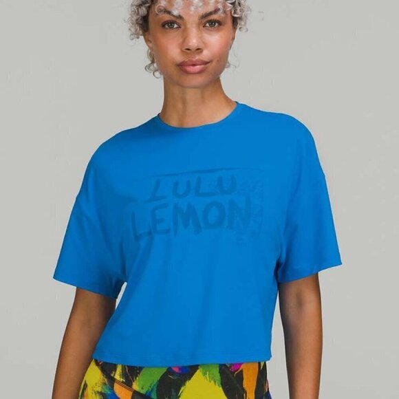 Lululemon Abrasion-Resistant Training T-Shirt *Ed Curtis - 8/10 Poolside Blue - Picture 1 of 5